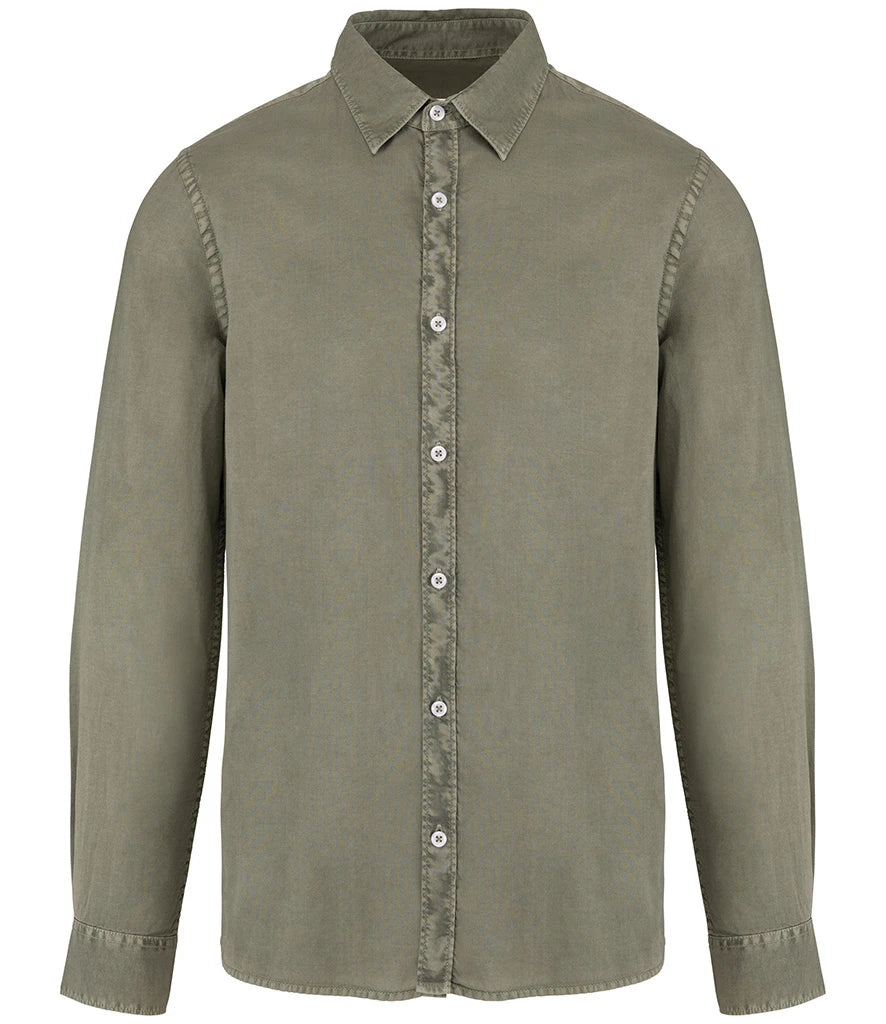 Eco-friendly Womens Long sleeved Washed Effect Shirt