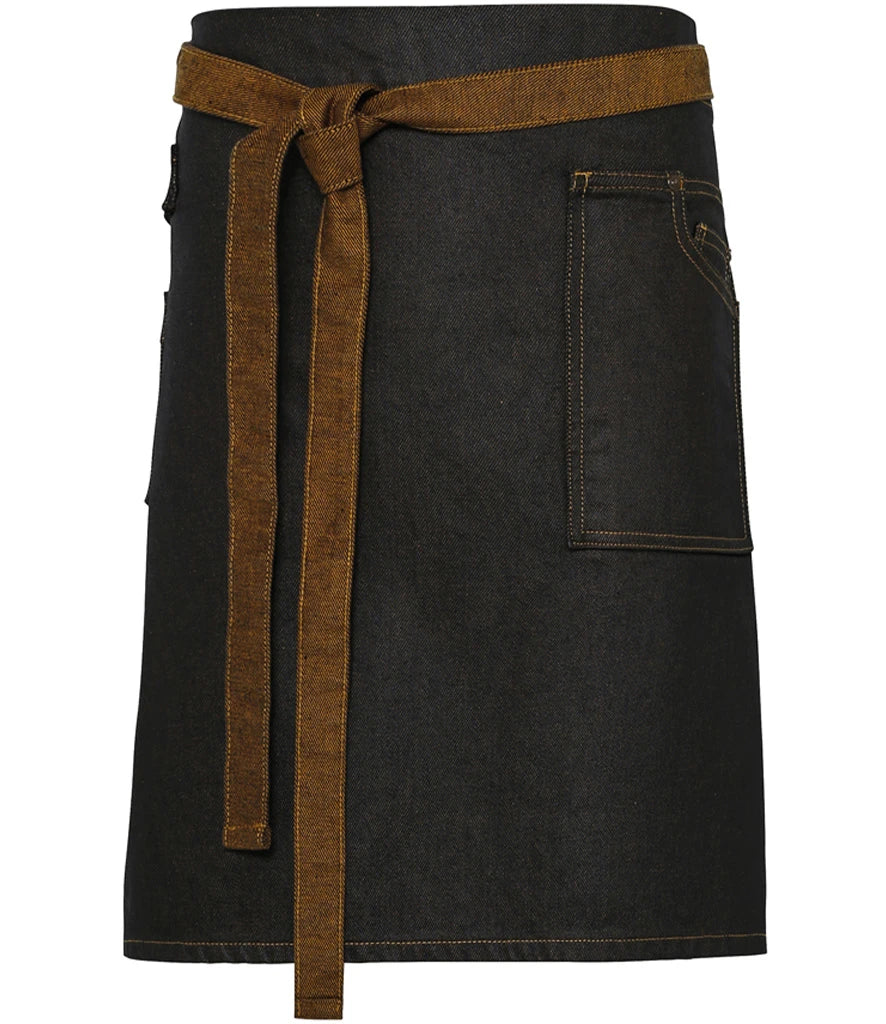 Waxed Look Denim Waist Apron