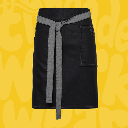 Waxed Look Denim Waist Apron
